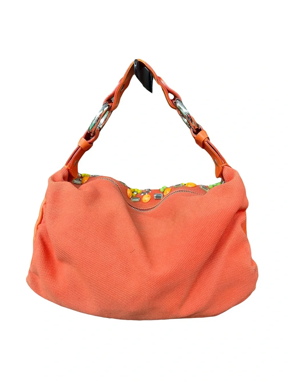 RARE Vintage Chloé by Phoebe Philo Orange Embellished Hobo Bag